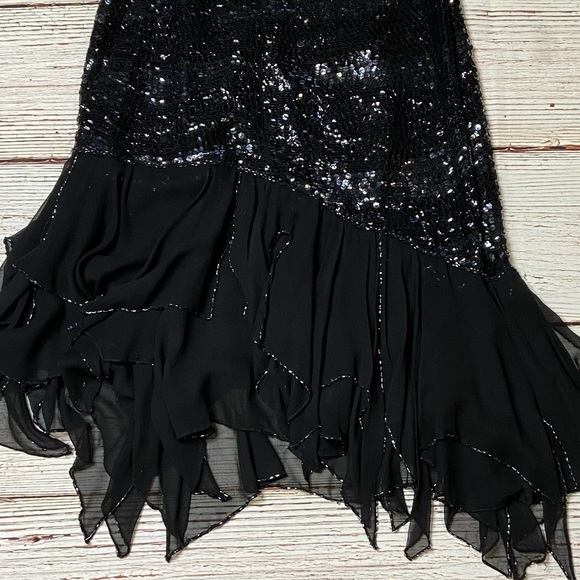 Vintage Oleg Cassini Black Silk and Sequin Dress Sz 8 - Picture 13 of 15